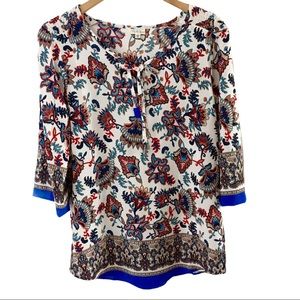 Antilia Femme Boho Tunic Top Floral Paisley | M